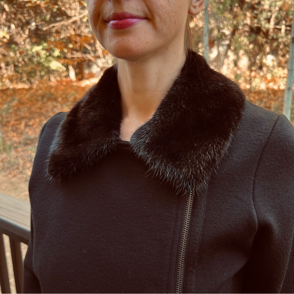 Vintage Black Mink Collar Wool Jacket Size Medium
